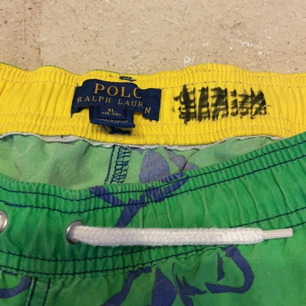 Polo Ralph Lauren Green shark swim trunks pockets